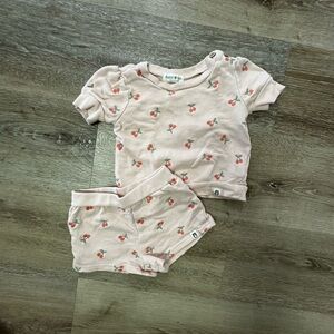 Pink Cherry Print Baby Outfit